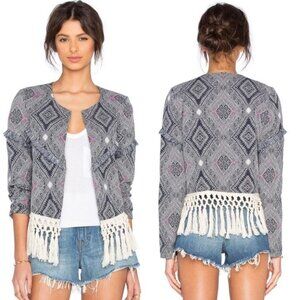 Rory Beca Anthropologie Revolve Bikes Jacket Fringe Hippie Bohemian Size XS Boho